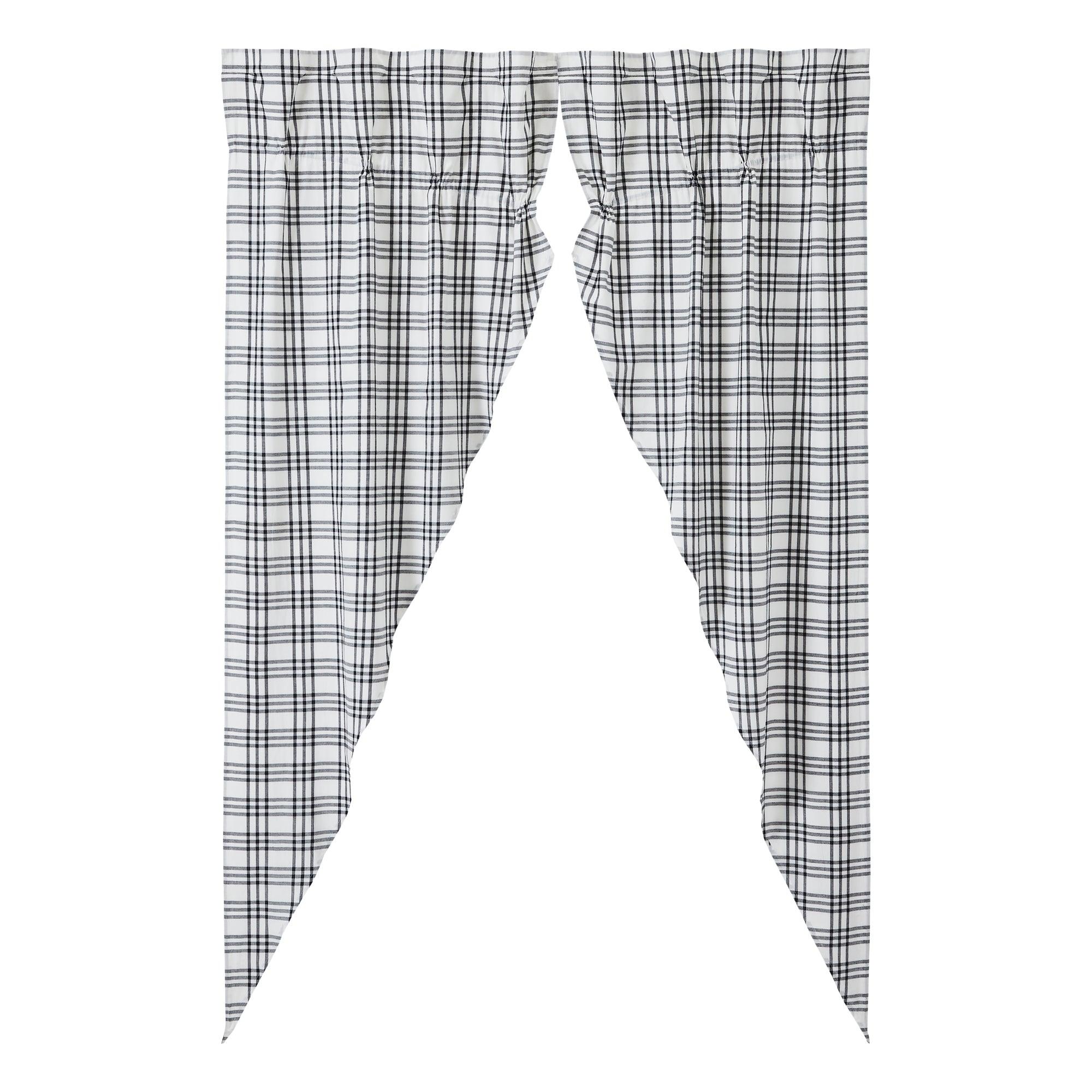Sawyer Mill Black Plaid Prairie Long Panel Curtain Set of 2 84x36x18 VHC Brands - The Fox Decor
