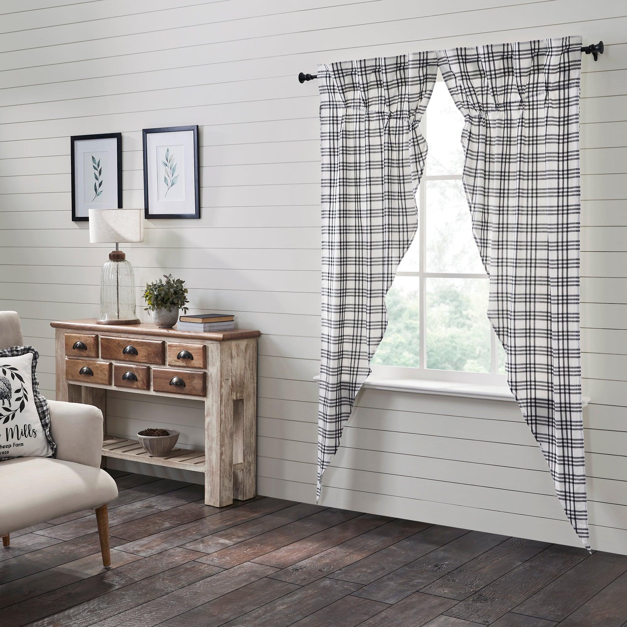 Sawyer Mill Black Plaid Prairie Long Panel Curtain Set of 2 84x36x18 VHC Brands - The Fox Decor