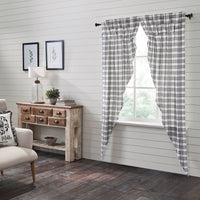 Thumbnail for Sawyer Mill Black Plaid Prairie Long Panel Curtain Set of 2 84x36x18 VHC Brands - The Fox Decor