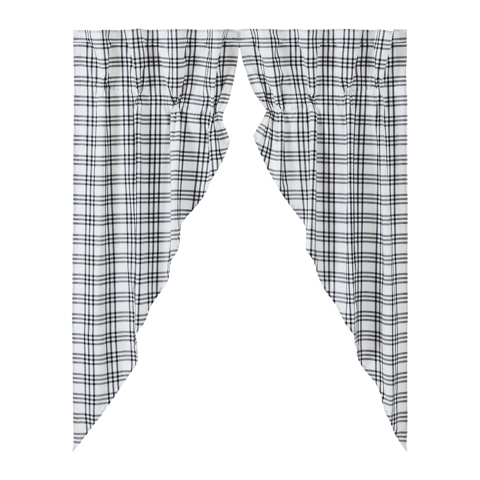 Sawyer Mill Black Plaid Prairie Short Panel Set of 2 63x36x18 VHC Brands - The Fox Decor