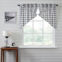 Thumbnail for Sawyer Mill Black Plaid Prairie Swag Curtain Set of 2 36x36x18 VHC Brands