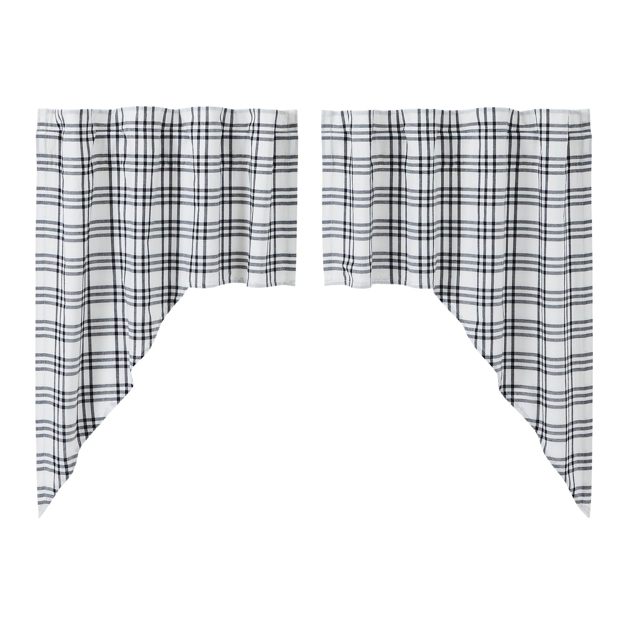 Sawyer Mill Black Plaid Swag Set of 2 36x36x16 VHC Brands - The Fox Decor