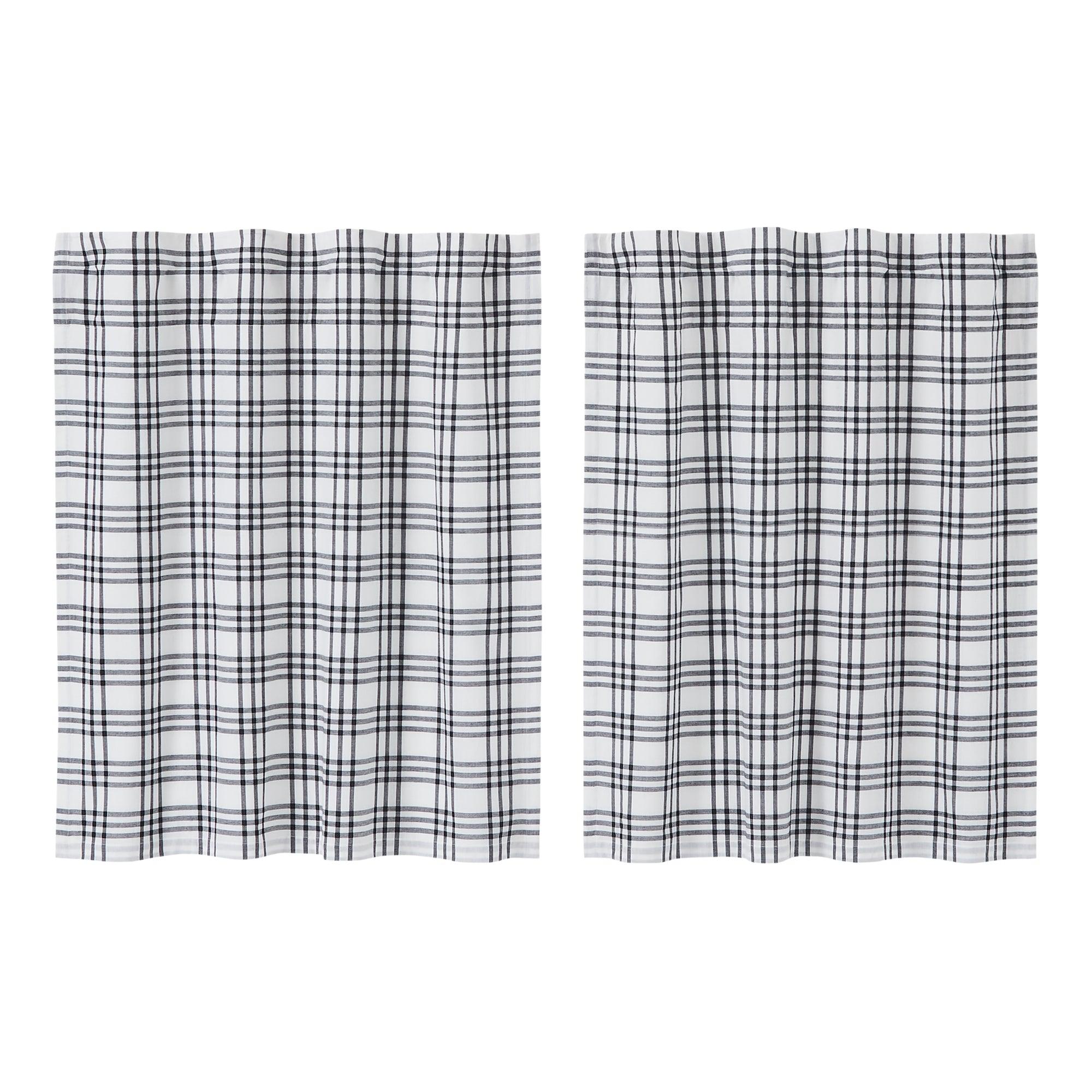 Sawyer Mill Black Plaid Tier Curtain Set of 2 L36xW36 VHC Brands - The Fox Decor