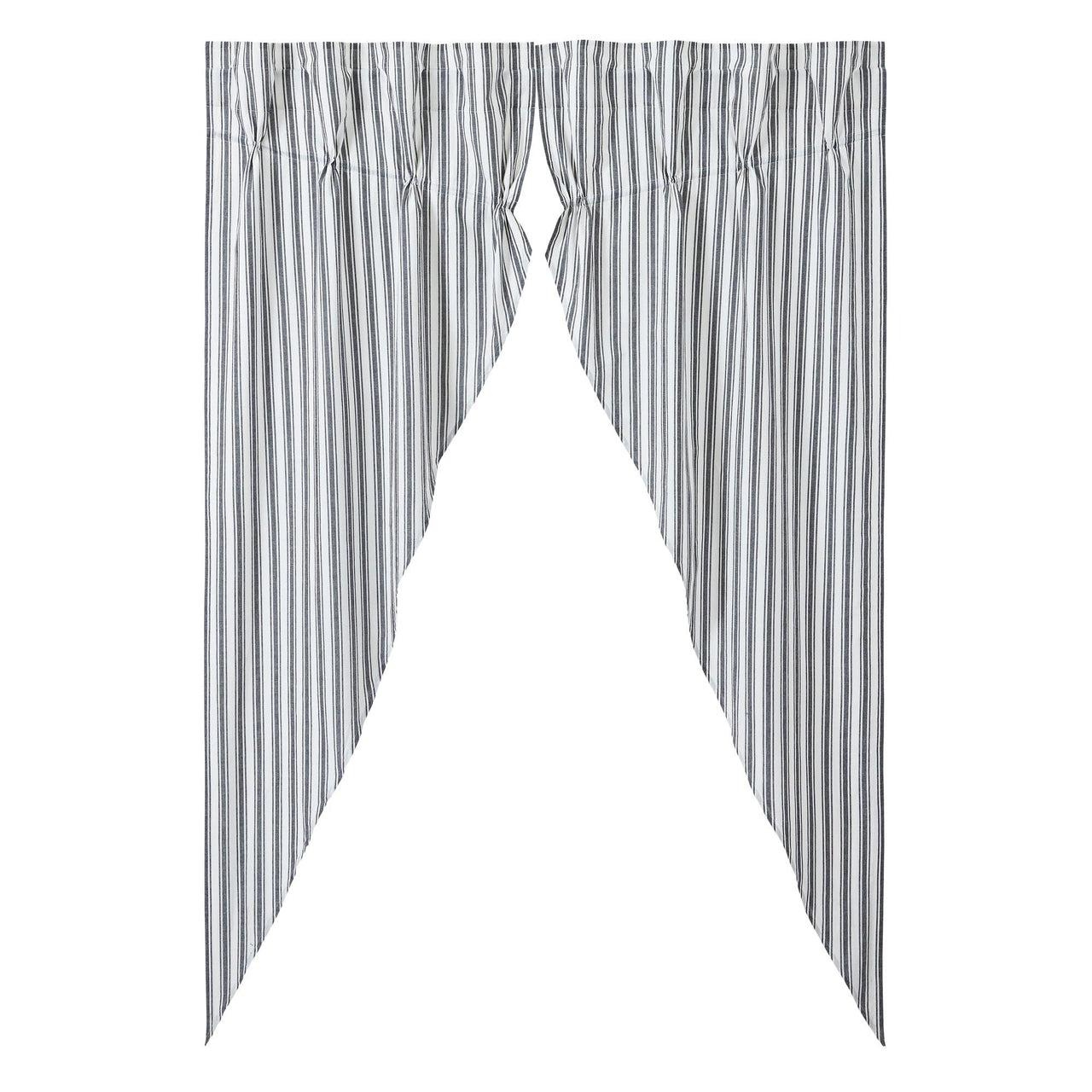 Sawyer Mill Black Ticking Stripe Prairie Long Panel Set of 2 84x36x18 VHC Brands - The Fox Decor