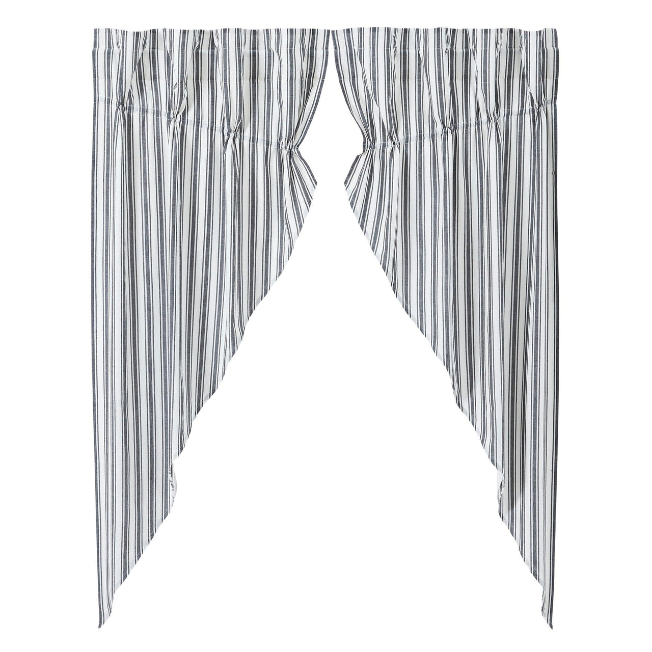 Sawyer Mill Black Ticking Stripe Prairie Short Panel Set of 2 63x36x18 VHC Brands - The Fox Decor