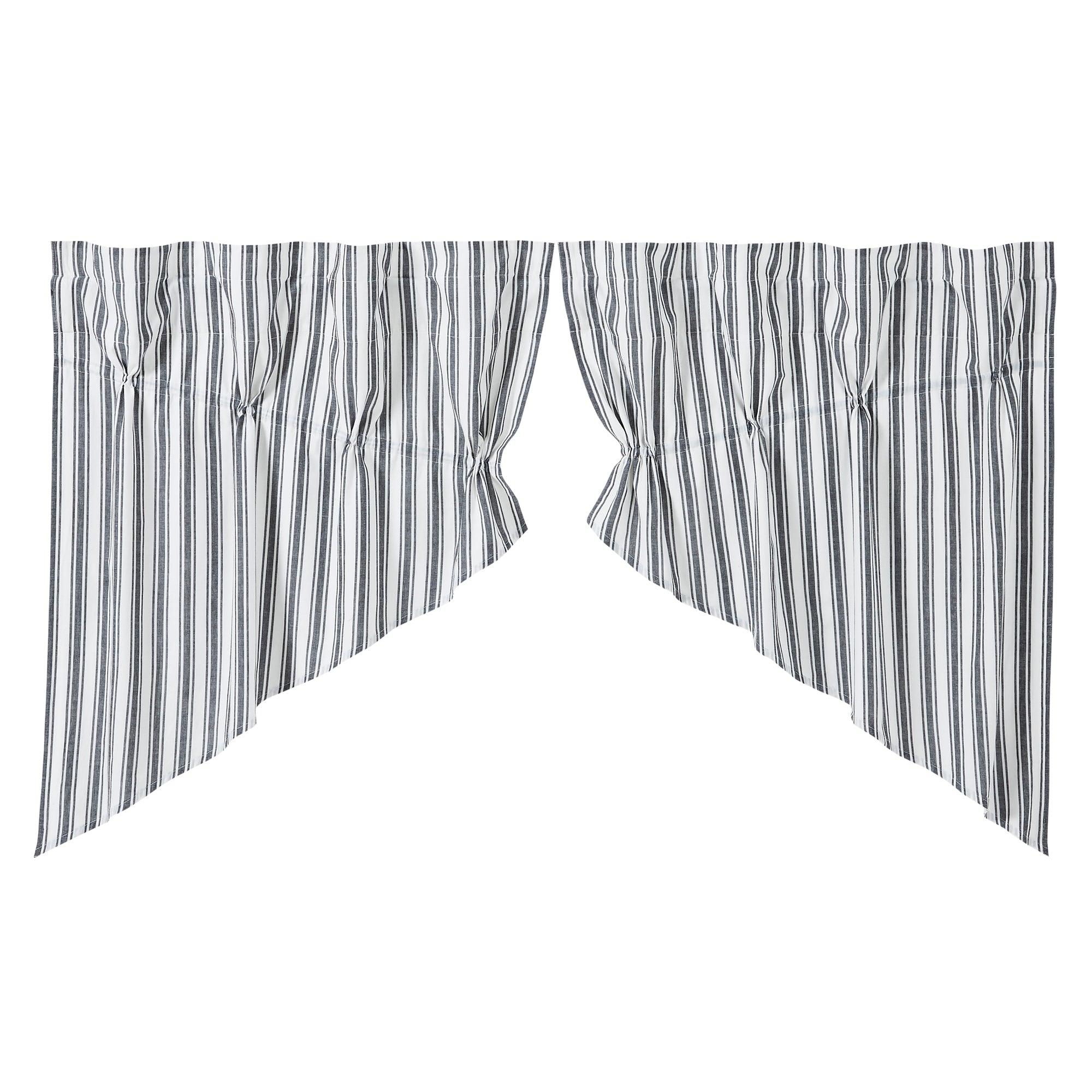 Sawyer Mill Black Ticking Stripe Prairie Swag Set of 2 36x36x18 VHC Brands - The Fox Decor