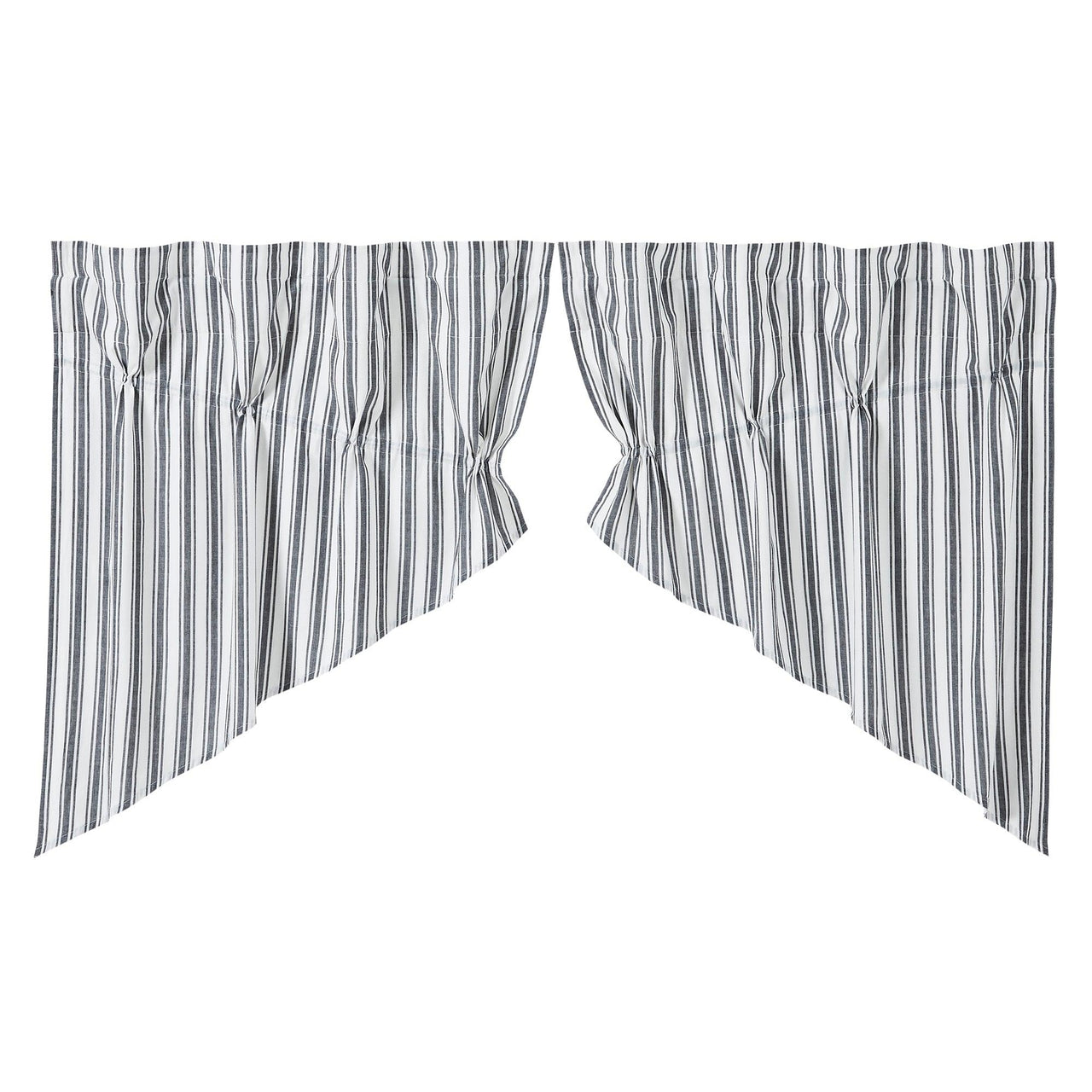 Sawyer Mill Black Ticking Stripe Prairie Swag Set of 2 36x36x18 VHC Brands - The Fox Decor