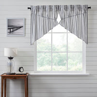 Thumbnail for Sawyer Mill Black Ticking Stripe Prairie Swag Set of 2 36x36x18 VHC Brands - The Fox Decor