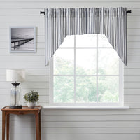 Thumbnail for Sawyer Mill Black Ticking Stripe Swag Set of 2 36x36x16 VHC Brands - The Fox Decor