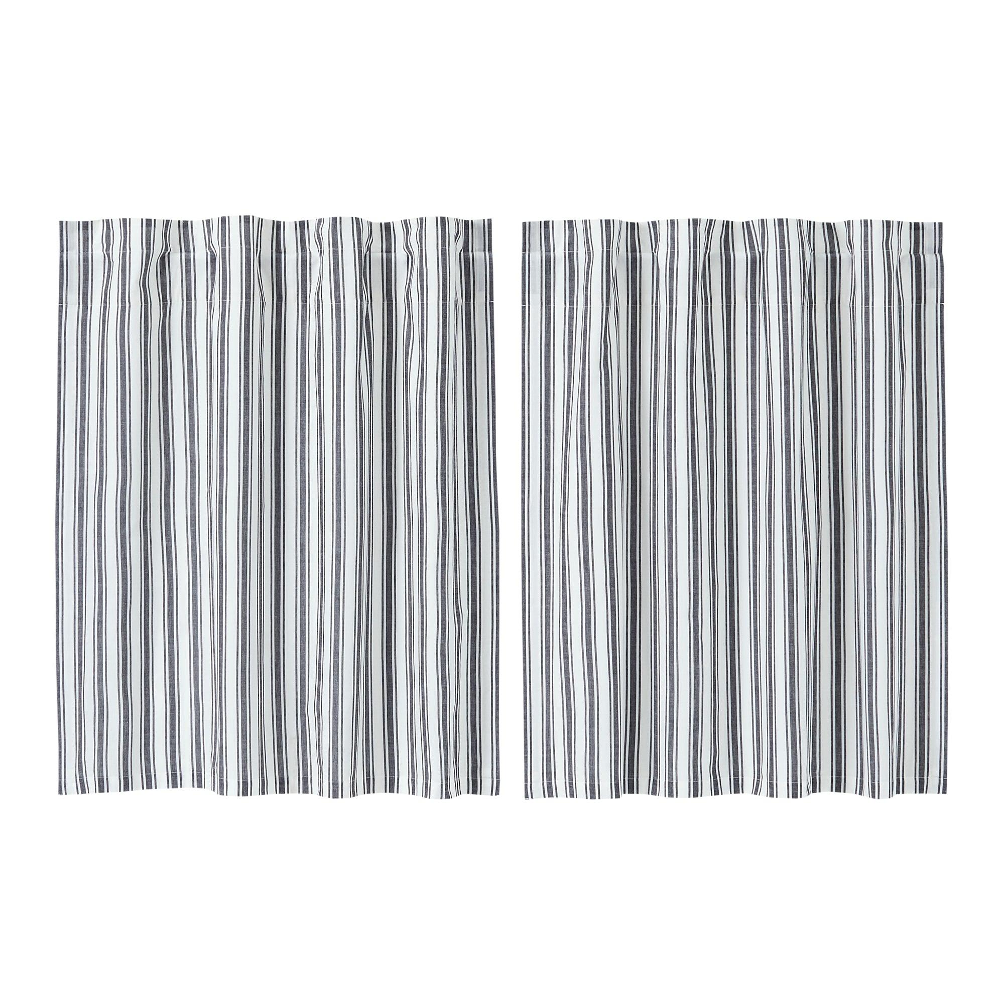 Sawyer Mill Black Ticking Stripe Tier Curtain Set of 2 L36xW36 VHC Brands - The Fox Decor