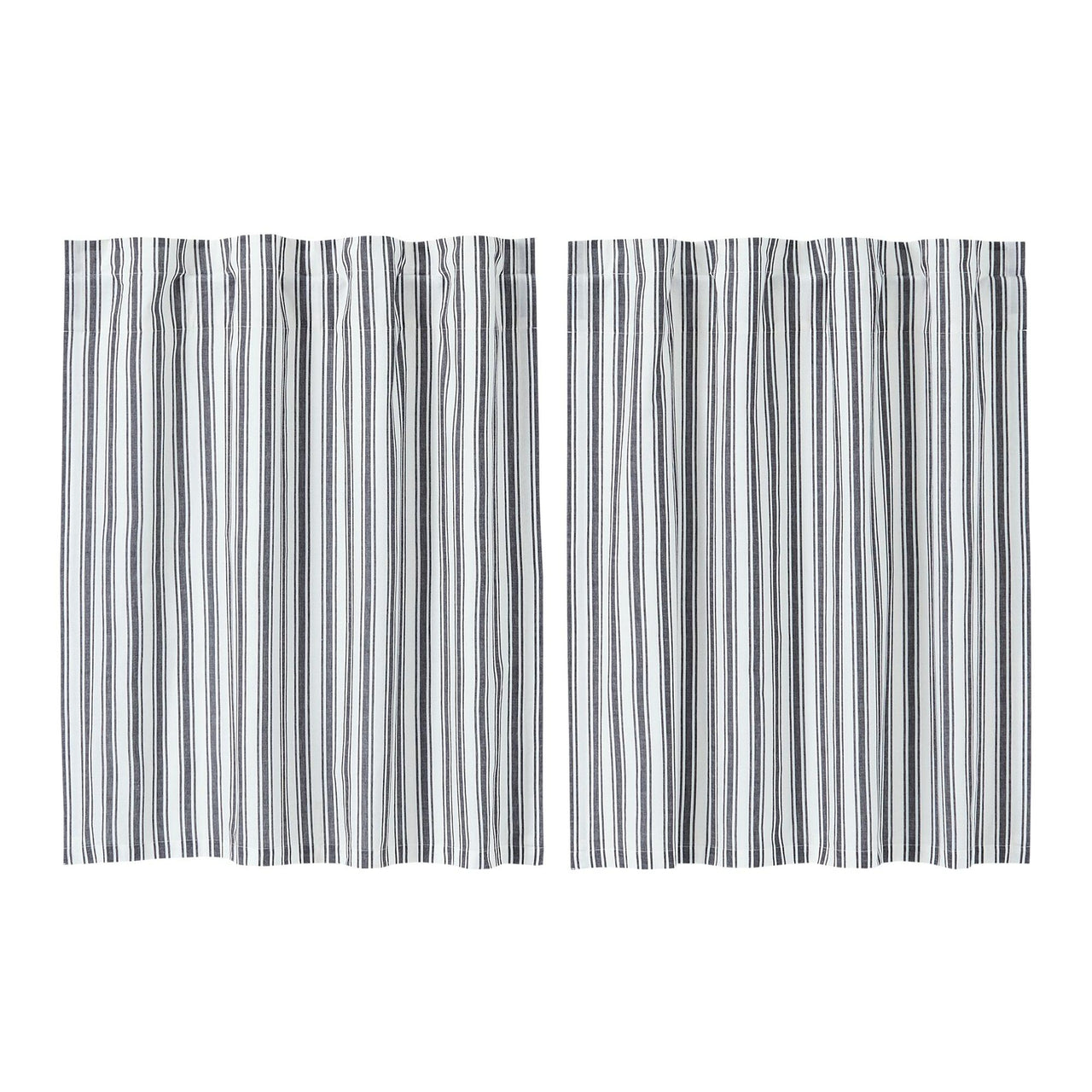 Sawyer Mill Black Ticking Stripe Tier Curtain Set of 2 L36xW36 VHC Brands