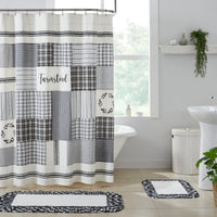 Thumbnail for Sawyer Mill Black Stenciled Patchwork Shower Curtain 72x72 VHC Brands