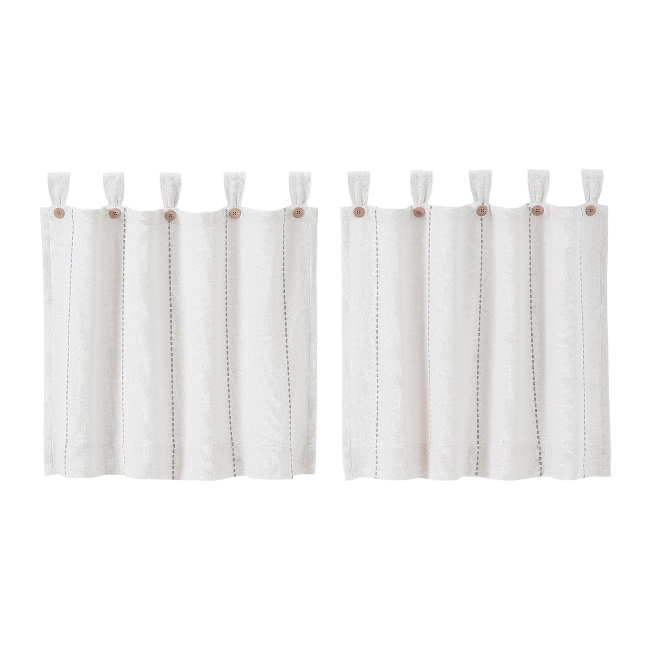 Stitched Burlap White Tier Curtain Set of 2 L24xW36 - The Fox Decor