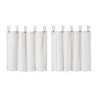 Thumbnail for Stitched Burlap White Tier Curtain Set of 2 L24xW36 - The Fox Decor
