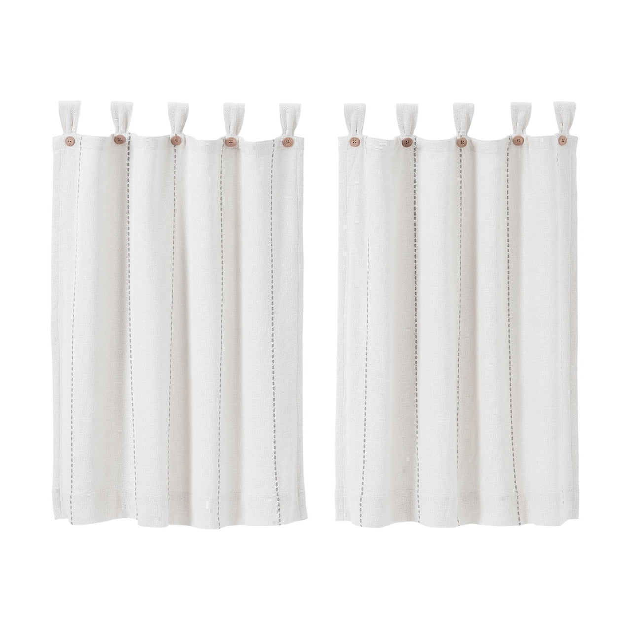 Stitched Burlap White Tier Curtain Set of 2 L36xW36 - The Fox Decor