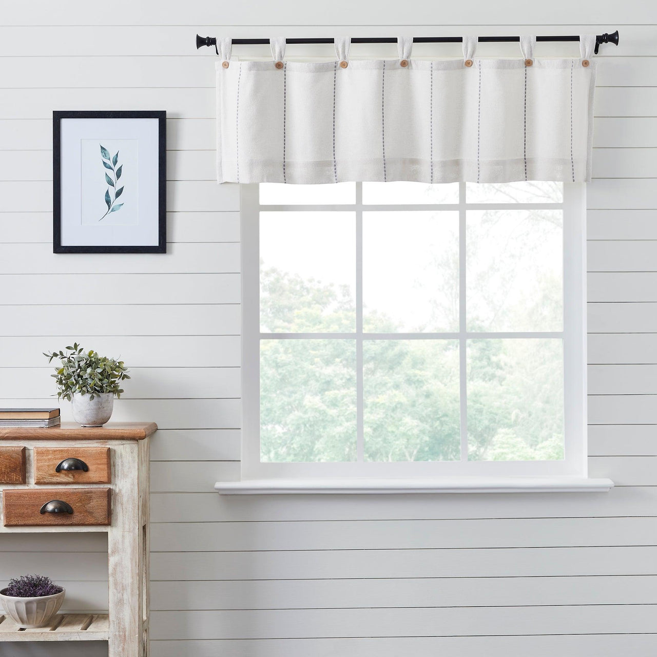 Stitched Burlap White Valance Curtain 16x60 VHC Brands - The Fox Decor
