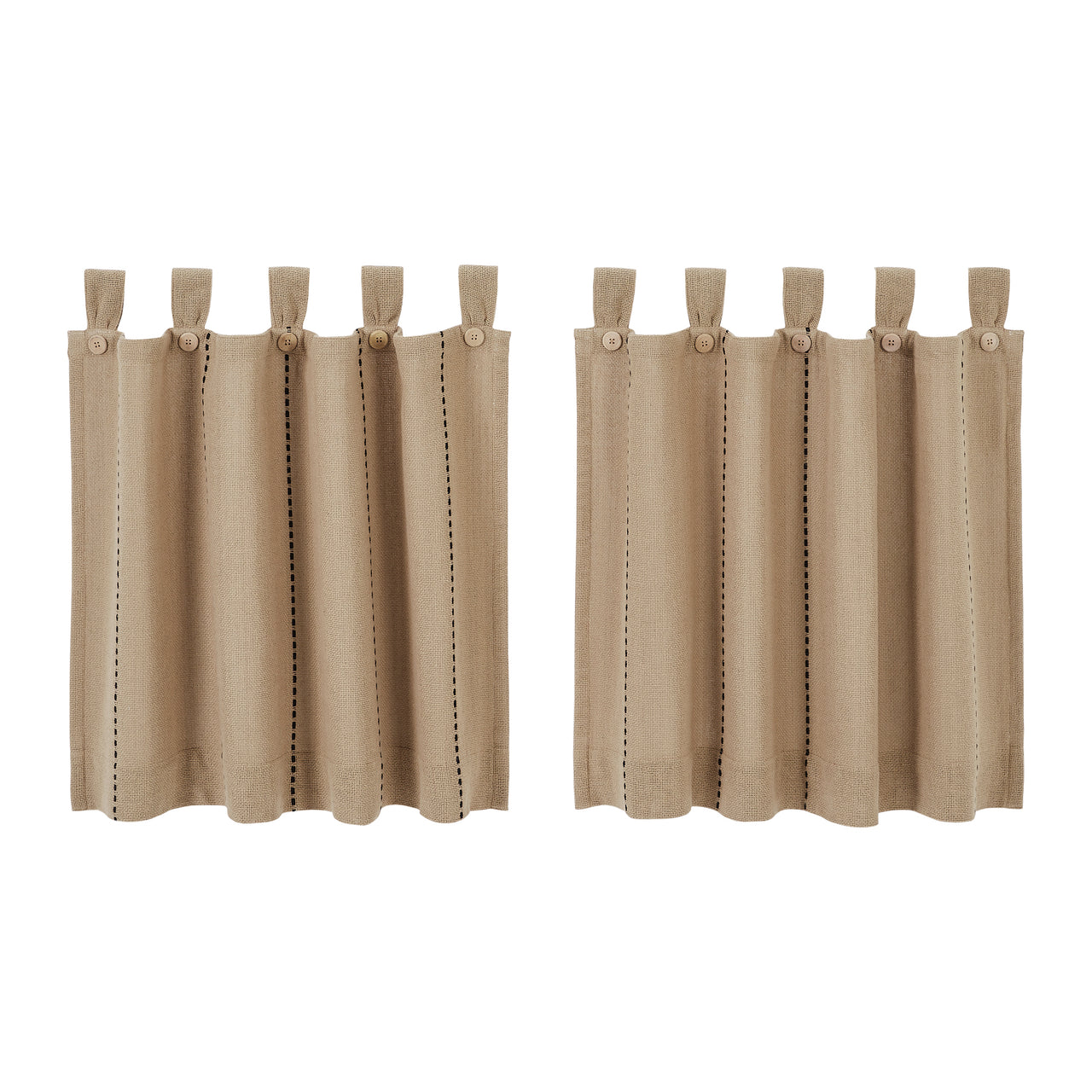 Stitched Burlap Natural Tier Curtain Set of 2 L24xW36