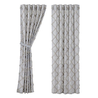 Thumbnail for Frayed Lattice Creme & Black Panel Curtain Set of 2 84x40 VHC Brands