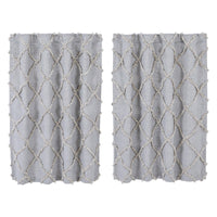 Thumbnail for Frayed Lattice Creme & Black Tier Curtain Set of 2 L36xW36 VHC Brands - The Fox Decor