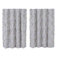 Thumbnail for Frayed Lattice Creme & Black Tier Curtain Set of 2 L36xW36 VHC Brands