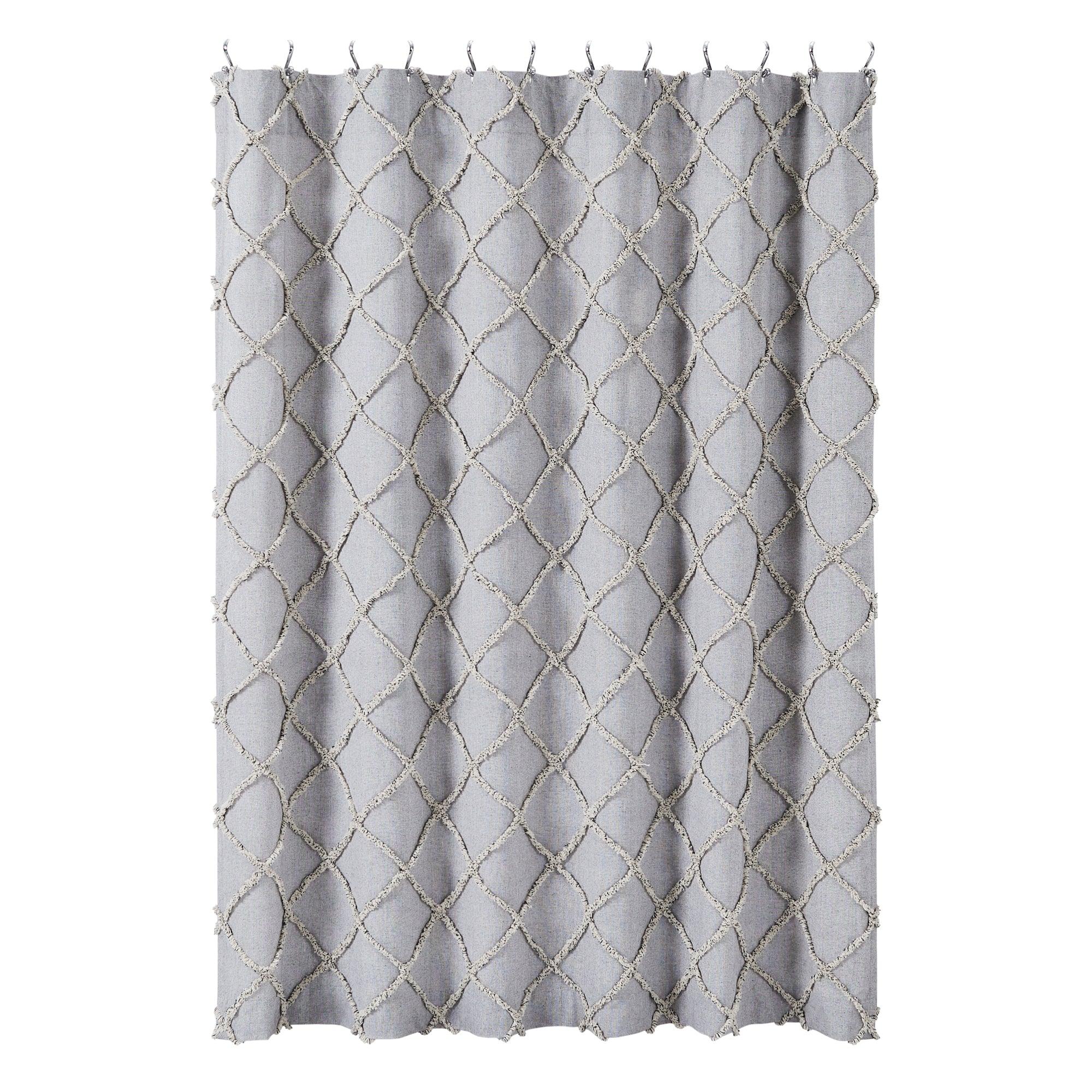 Frayed Lattice Creme & Black Shower Curtain 72x72 VHC Brands - The Fox Decor