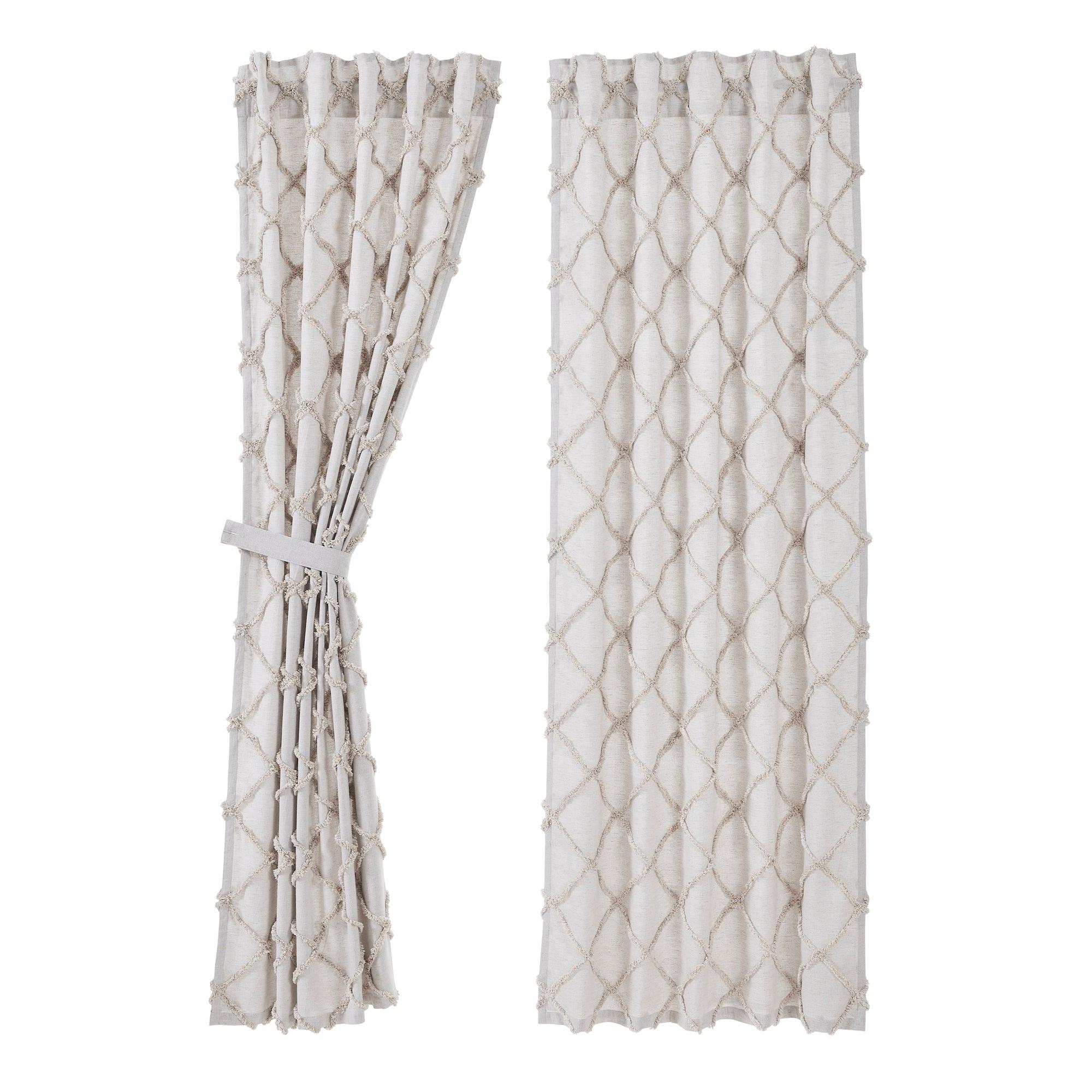 Frayed Lattice Oatmeal Panel Curtain Set of 2 84x40 VHC Brands - The Fox Decor