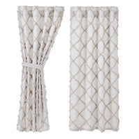Thumbnail for Frayed Lattice Oatmeal Short Panel Curtain Set of 2 63x36 VHC Brands
