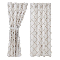 Thumbnail for Frayed Lattice Oatmeal Short Panel Curtain Set of 2 63x36 VHC Brands