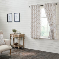 Thumbnail for Frayed Lattice Oatmeal Short Panel Curtain Set of 2 63x36 VHC Brands
