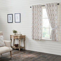 Thumbnail for Frayed Lattice Oatmeal Short Panel Curtain Set of 2 63x36 VHC Brands