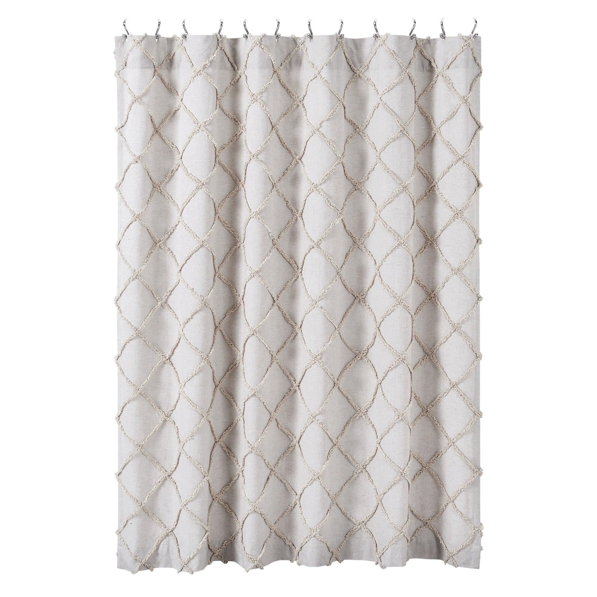 Frayed Lattice Oatmeal Shower Curtain 72x72 VHC Brands - The Fox Decor