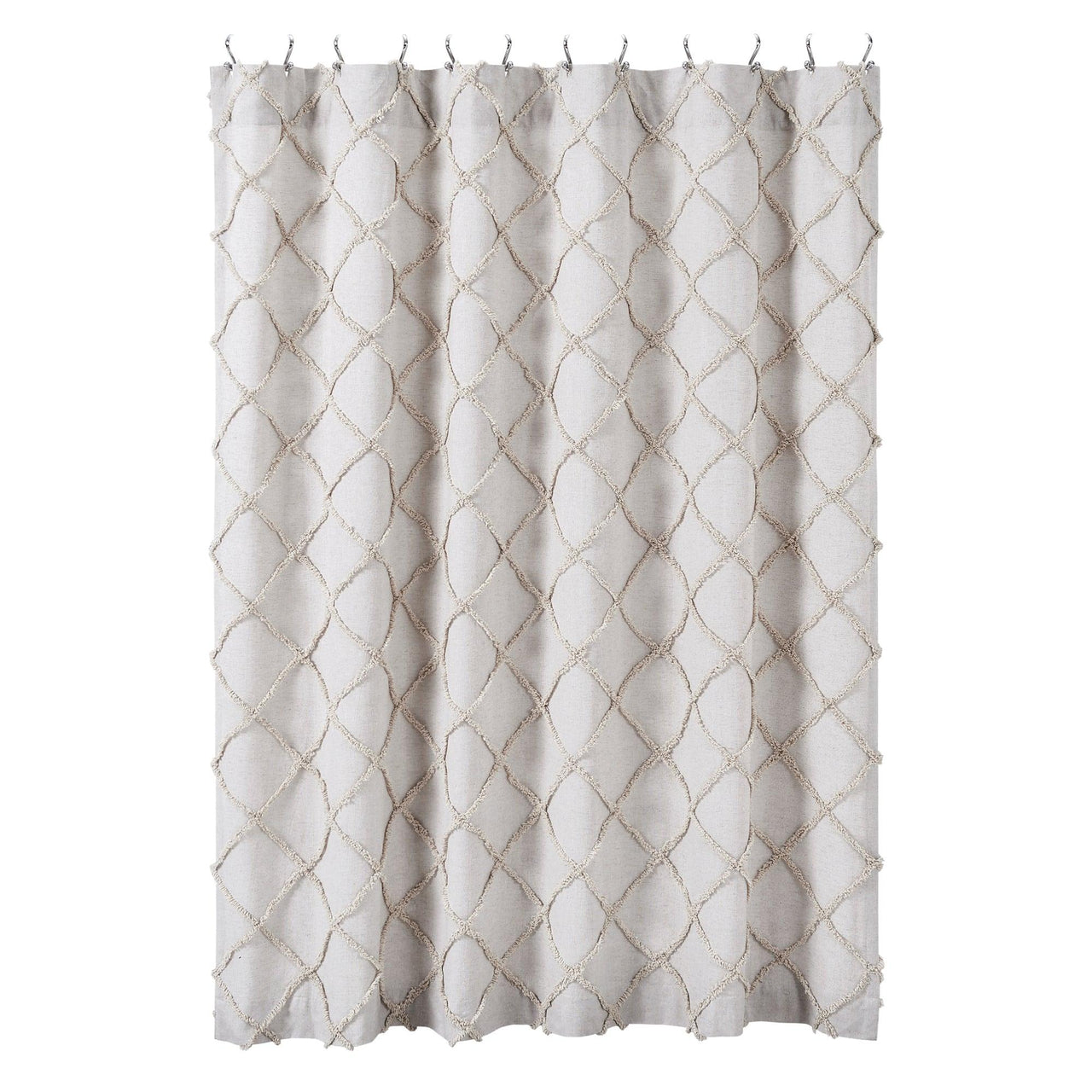 Frayed Lattice Oatmeal Shower Curtain 72x72 VHC Brands - The Fox Decor