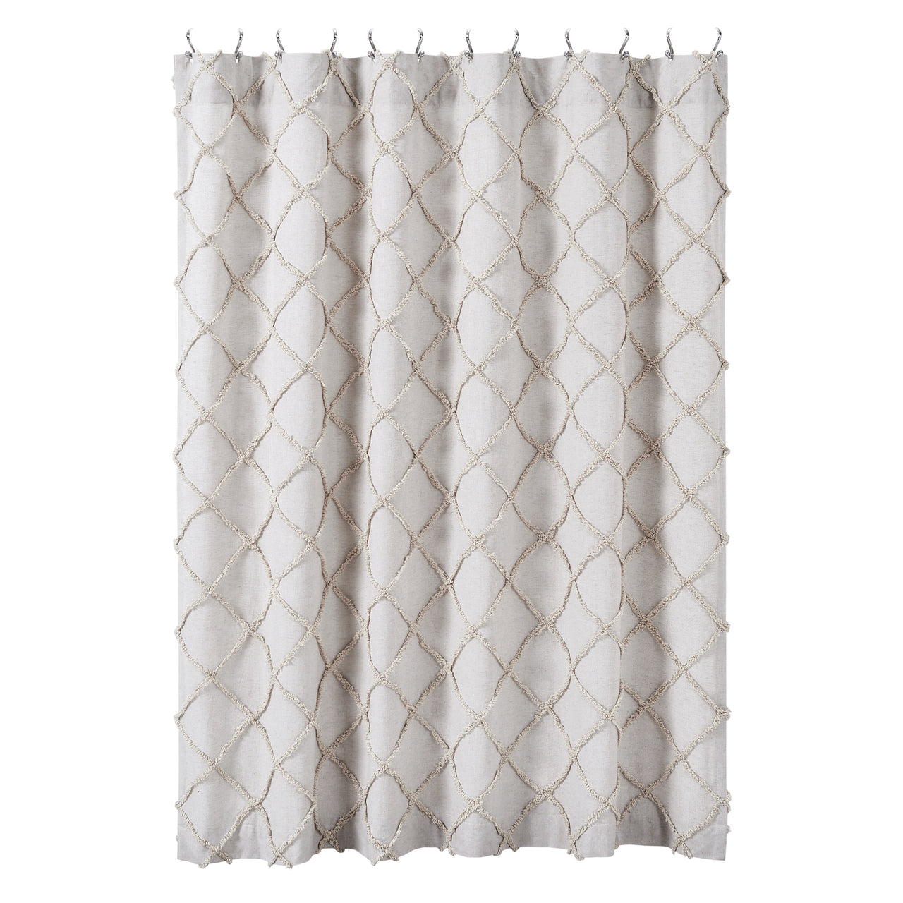 Frayed Lattice Oatmeal Shower Curtain 72x72 VHC Brands