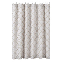 Thumbnail for Frayed Lattice Oatmeal Shower Curtain 72x72 VHC Brands