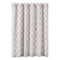 Thumbnail for Frayed Lattice Oatmeal Shower Curtain 72x72 VHC Brands