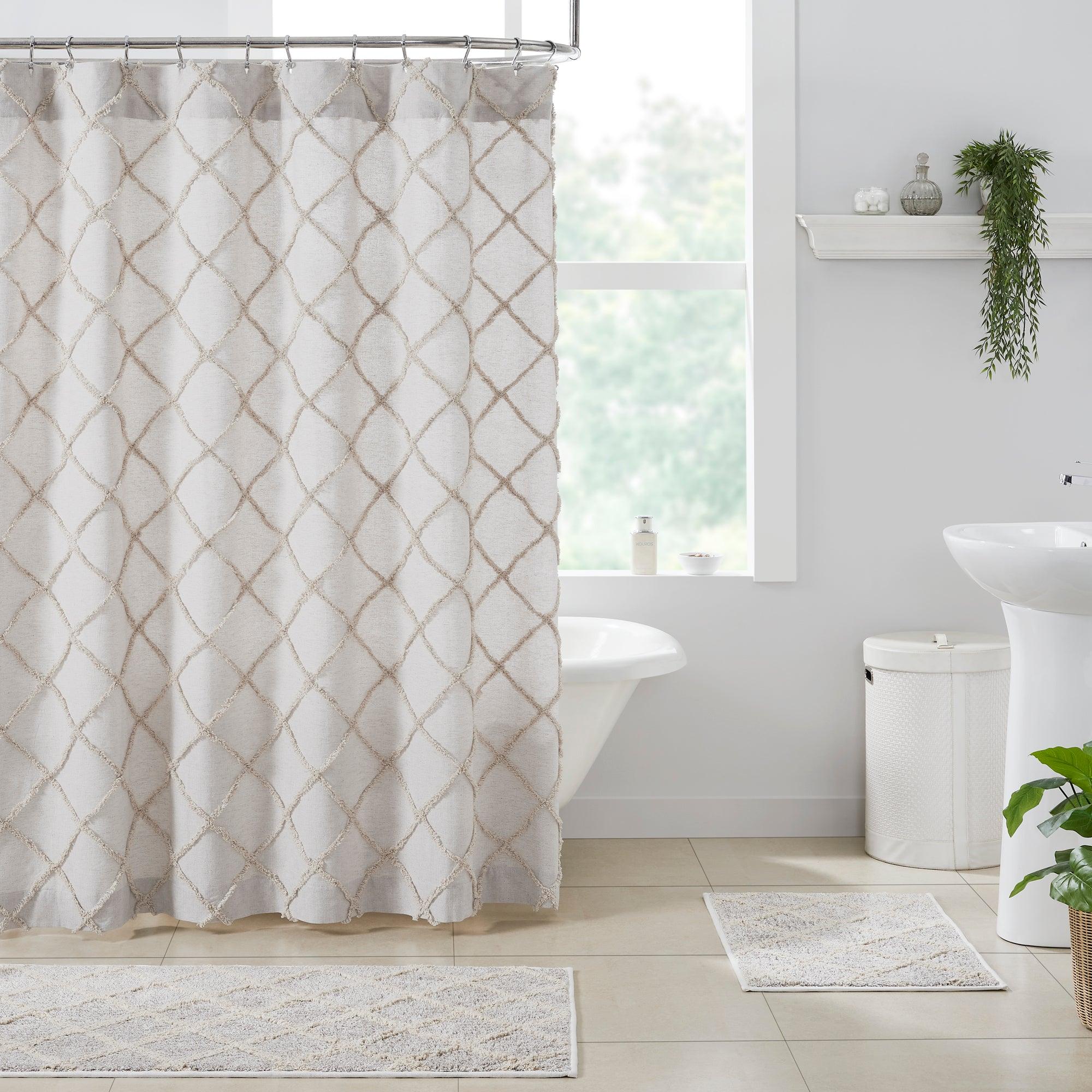 Frayed Lattice Oatmeal Shower Curtain 72x72 VHC Brands - The Fox Decor