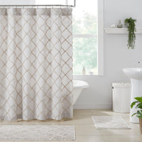 Thumbnail for Frayed Lattice Oatmeal Shower Curtain 72x72 VHC Brands