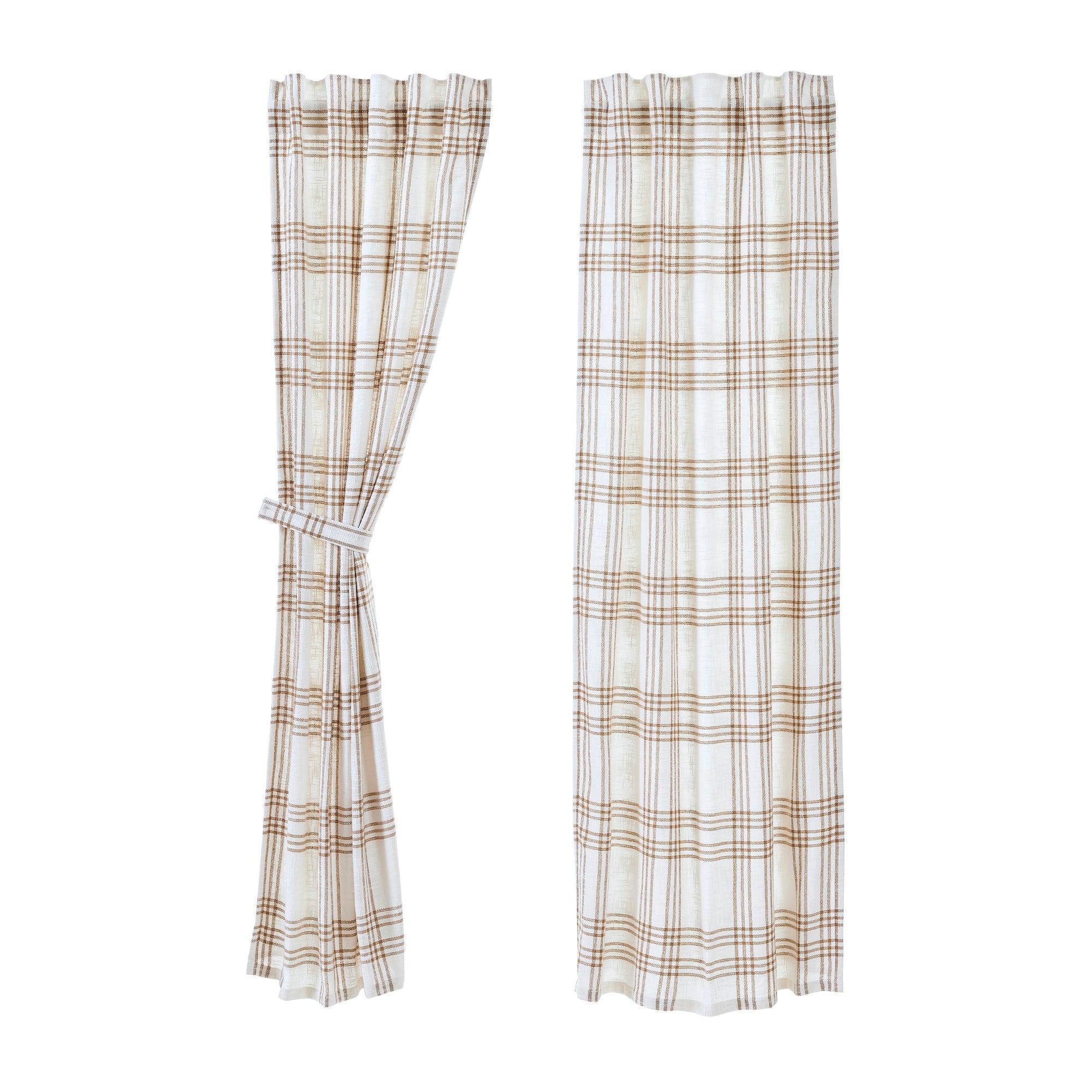 Wheat Plaid Panel Curtain Set of 2 84x40 VHC Brands - The Fox Decor