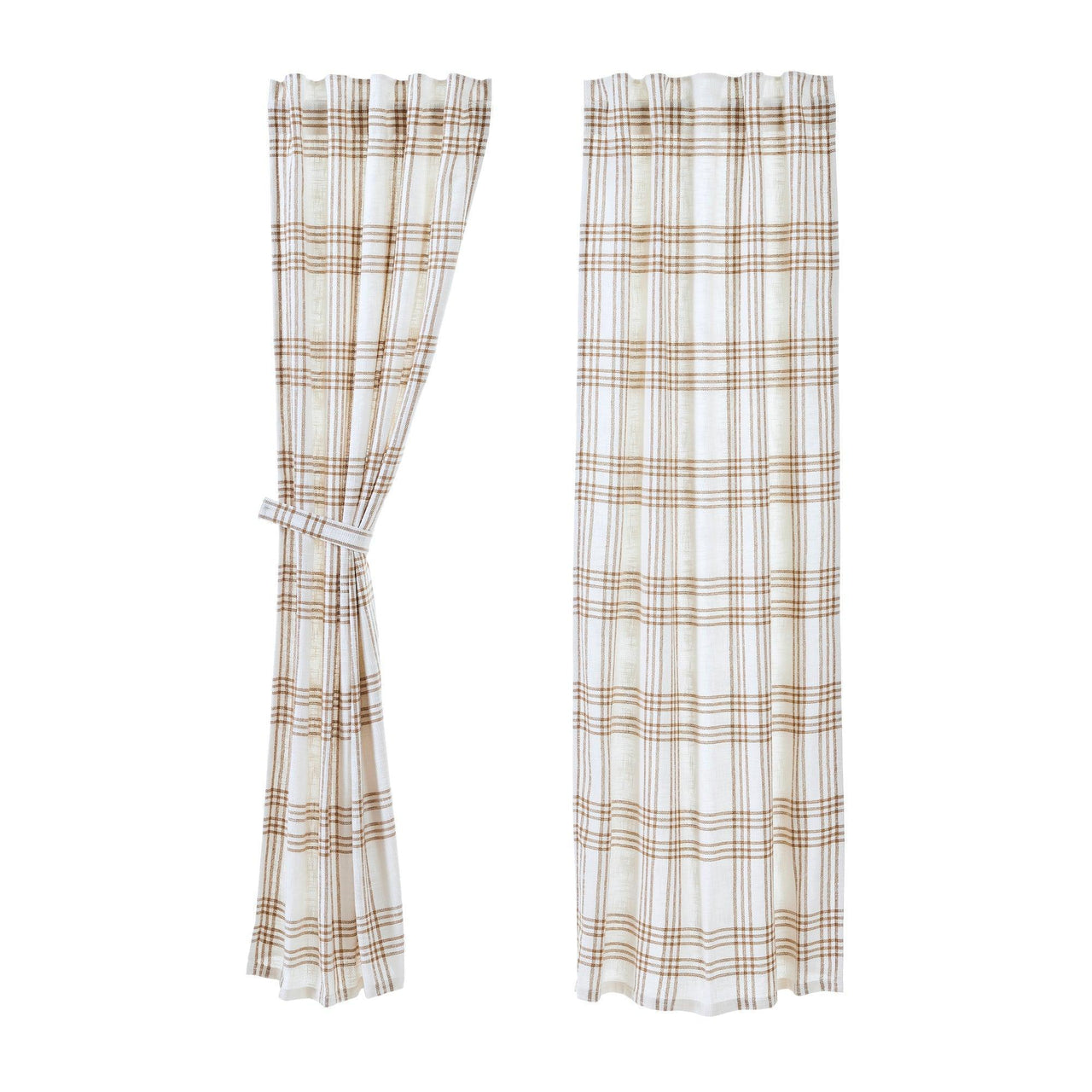 Wheat Plaid Panel Curtain Set of 2 84x40 VHC Brands - The Fox Decor