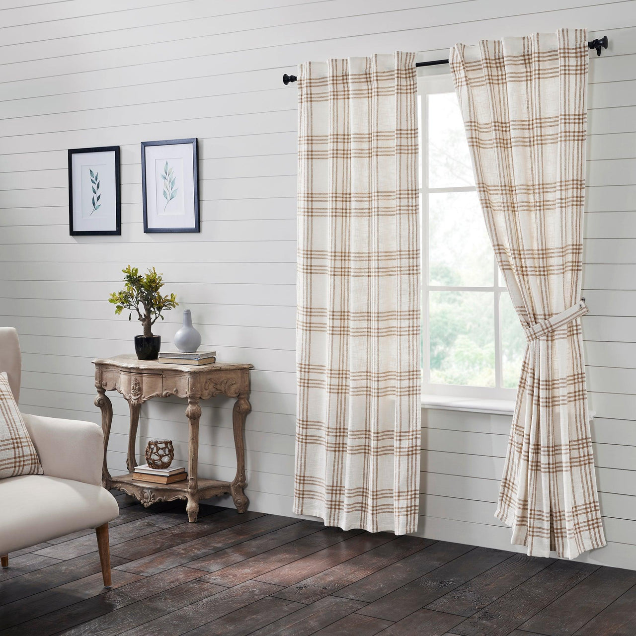 Wheat Plaid Panel Curtain Set of 2 84x40 VHC Brands - The Fox Decor