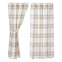 Thumbnail for Wheat Plaid Short Panel Curtain Set of 2 63x36 VHC Brands - The Fox Decor