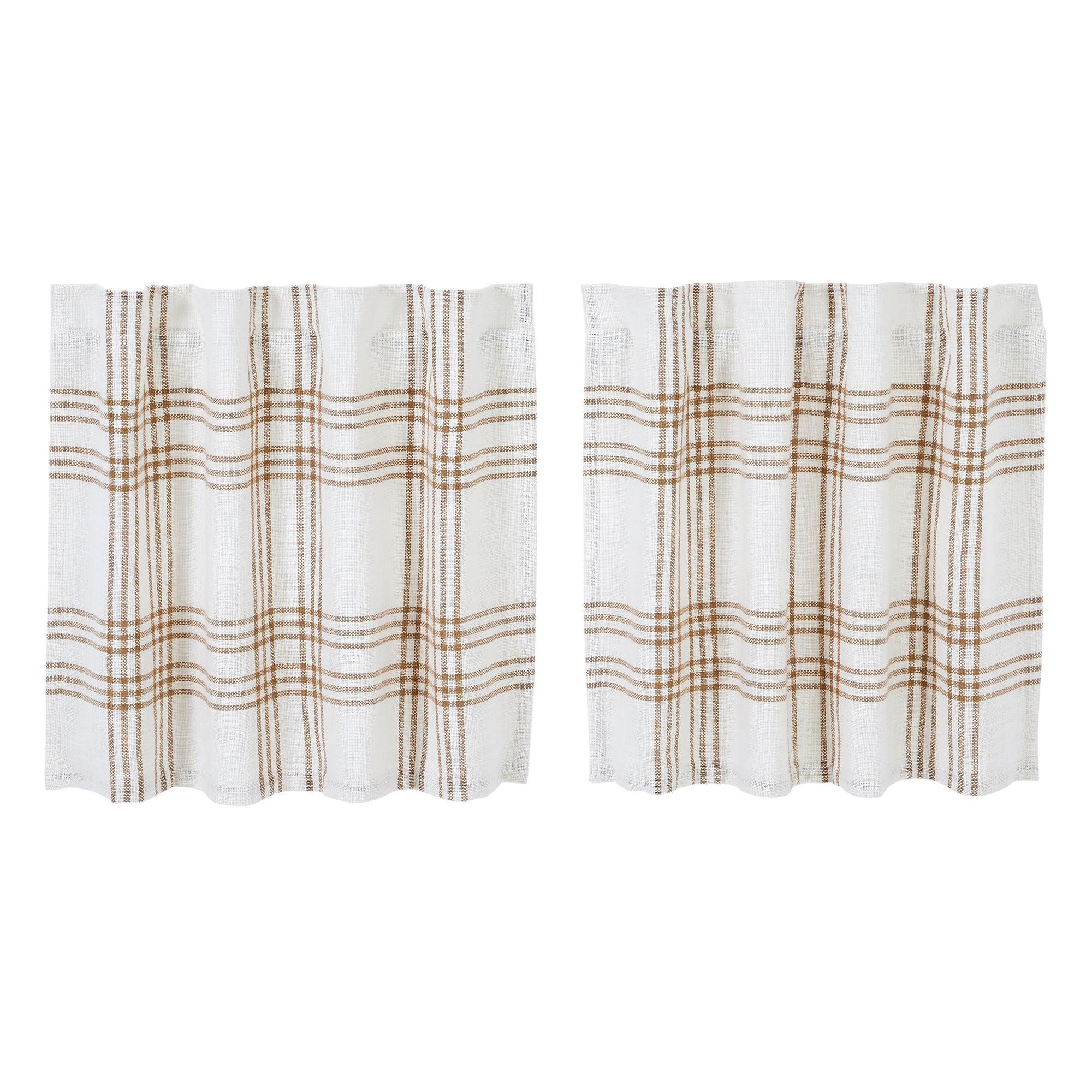 Wheat Plaid Tier Curtain Set of 2 L24xW36 VHC Brands - The Fox Decor