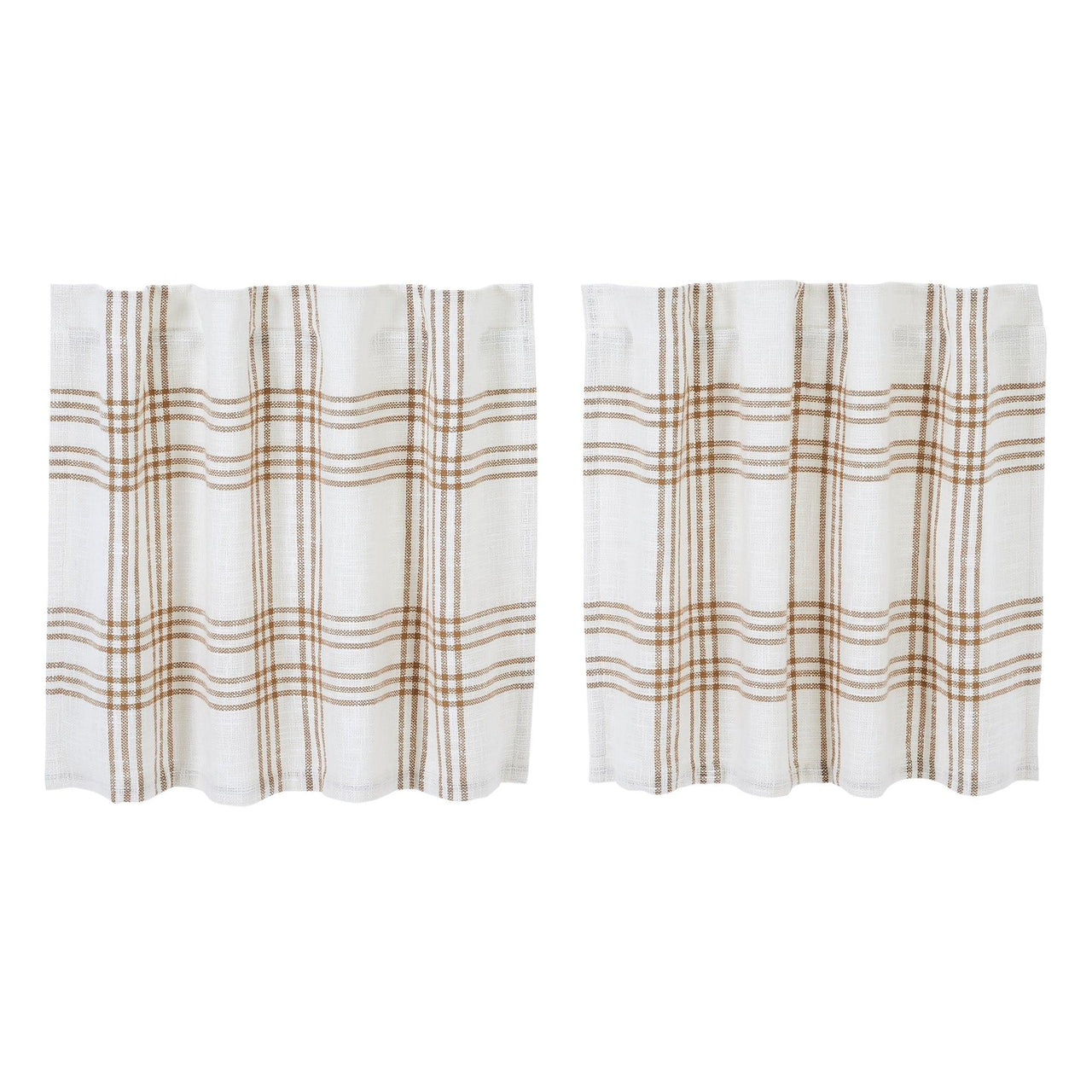 Wheat Plaid Tier Curtain Set of 2 L24xW36 VHC Brands - The Fox Decor