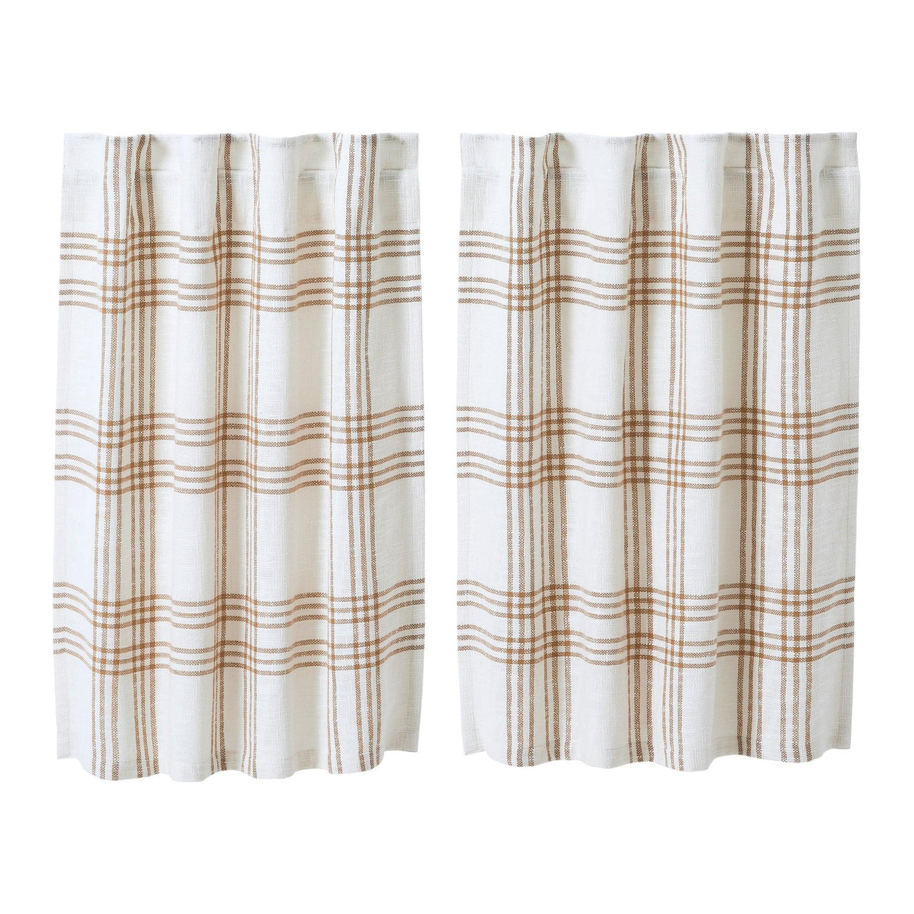 Wheat Plaid Tier Curtain Set of 2 L36xW36 VHC Brands - The Fox Decor