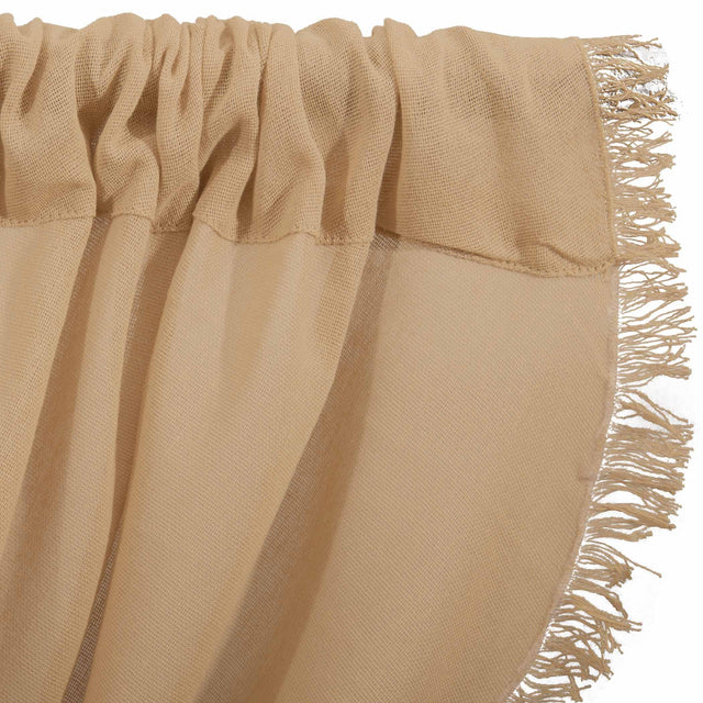 Tobacco Cloth Khaki Balloon Valance Curtain Fringed 15x60 - The Fox Decor