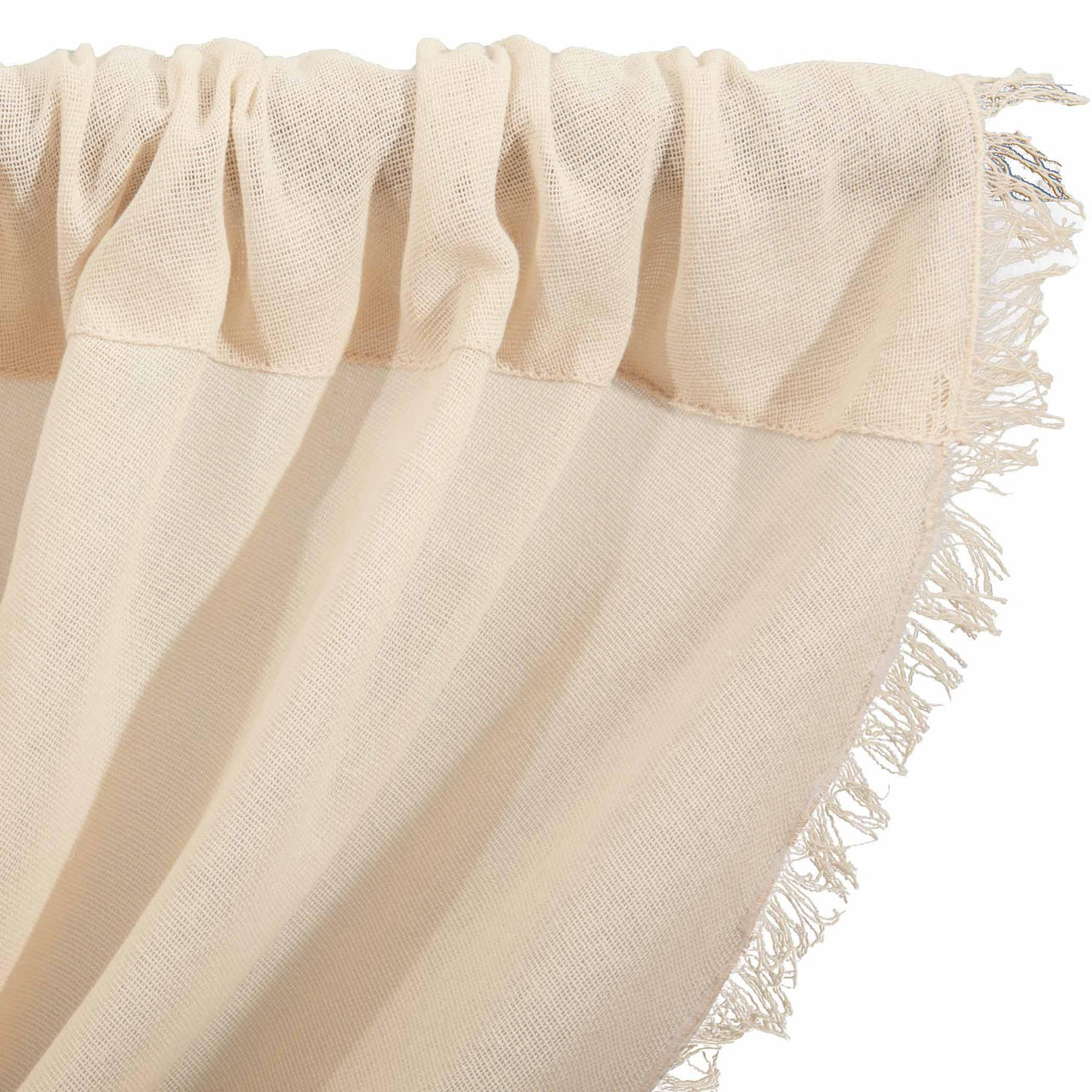 Tobacco Cloth Natural Balloon Valance Curtain Fringed 15x60 - The Fox Decor