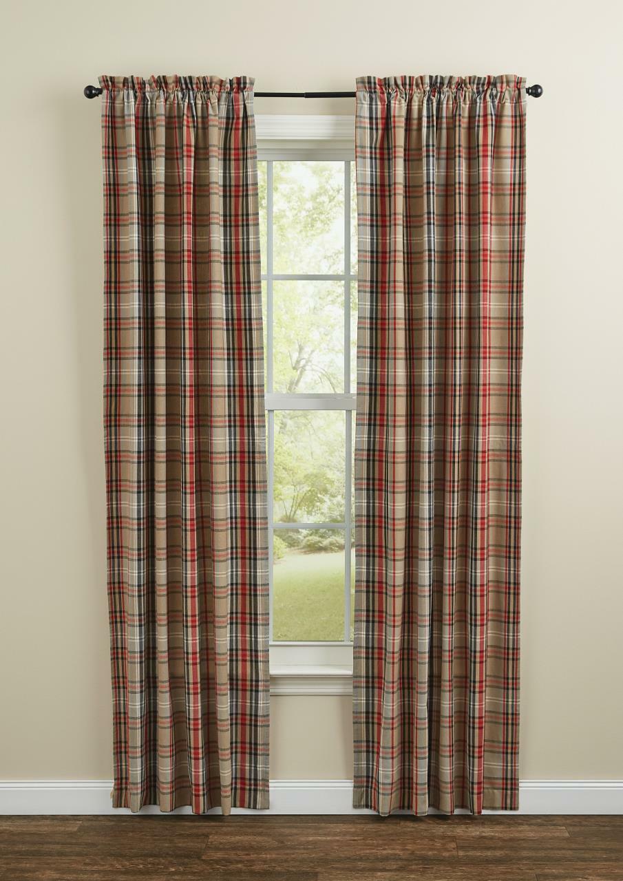 Bear Country Plaid Lined Panels Curtains 84" Park Designs