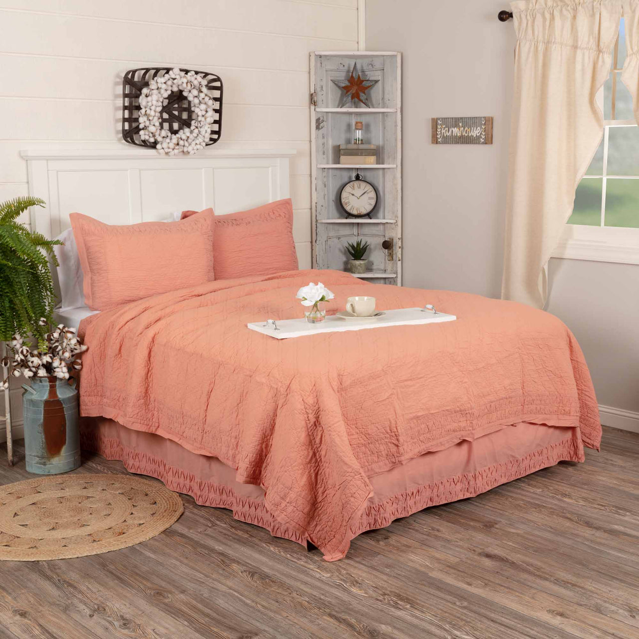 Adelia Apricot Twin Quilt 68Wx86L VHC Brands