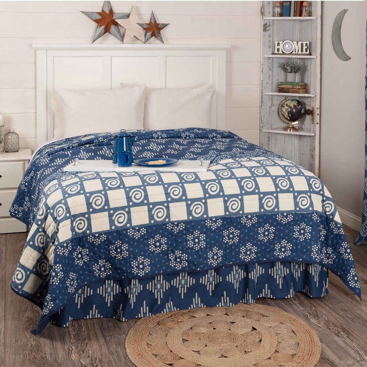 Paloma Indigo King Quilt 105Wx95L VHC Brands - The Fox Decor