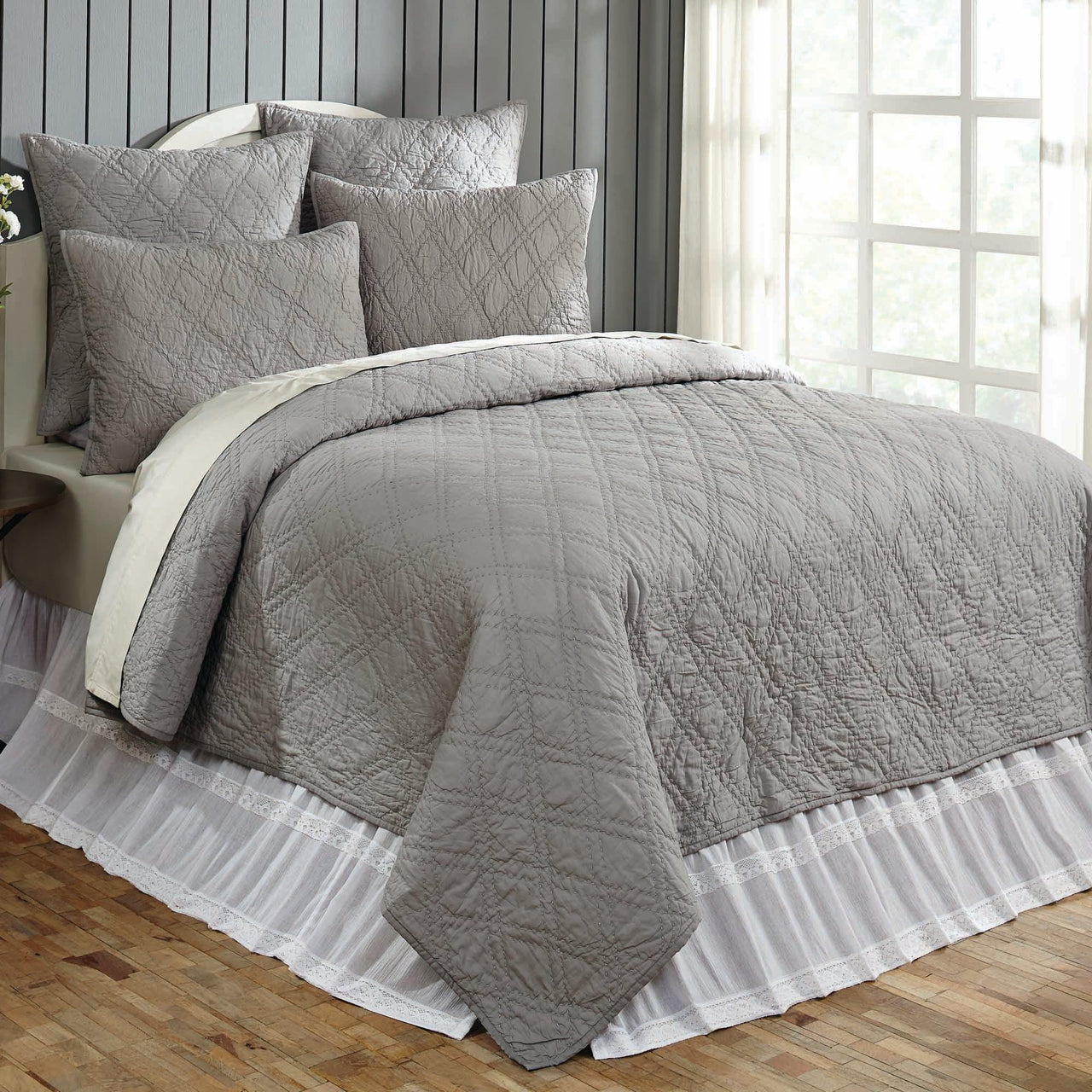 Casey Smoke Queen Quilt 92Wx92L VHC Brands - The Fox Decor